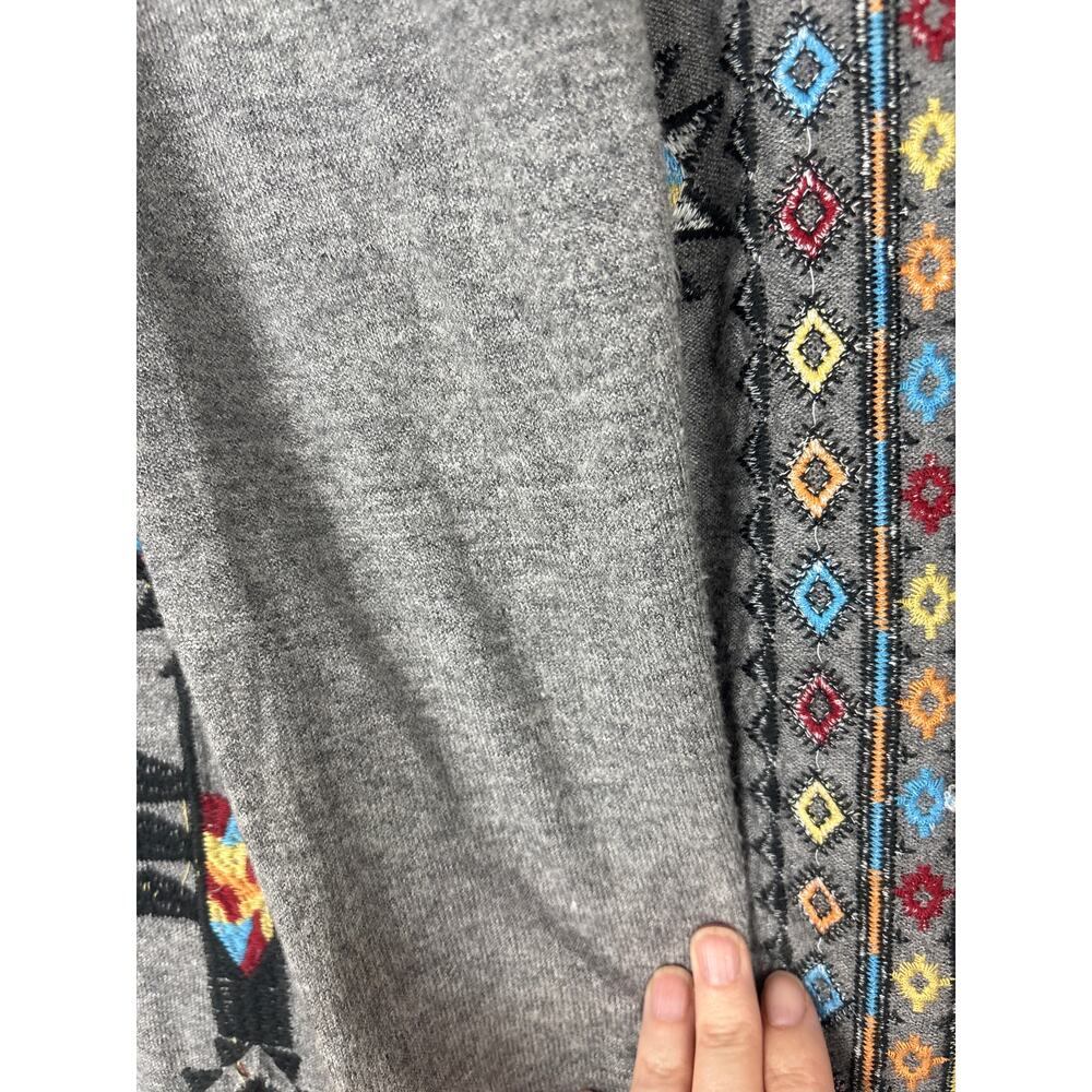 Andree by UNIT Bohemian Tribal Embroidered Open Long Line Cardigan Duster Size S - Picture 7 of 10
